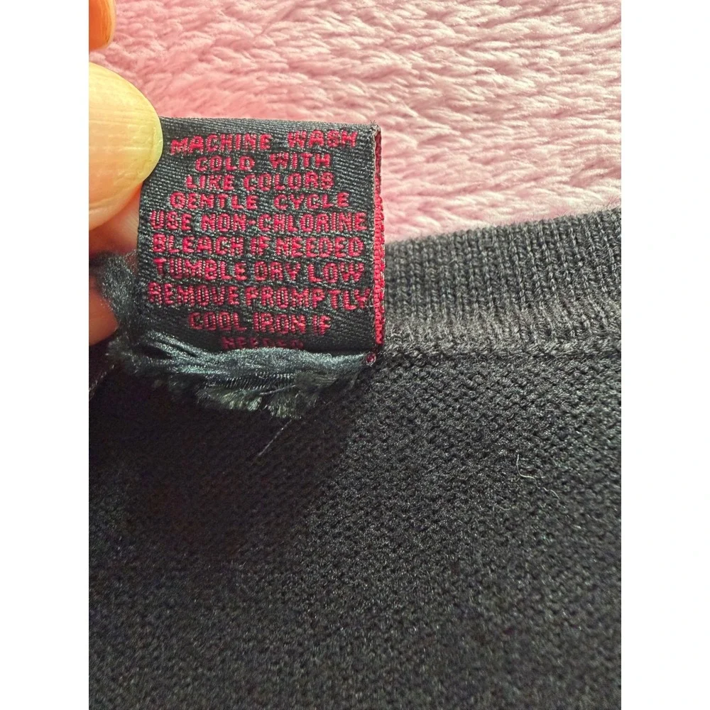 Heart N Crush Black Short Sleeve Cardigan Rhinestone Button Crop Sweater Medium - Picture 6 of 9